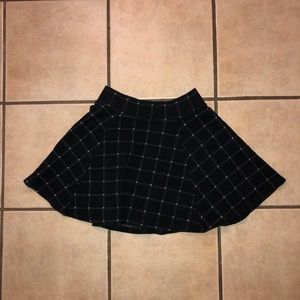 Black and white plaid flannel skater skirt